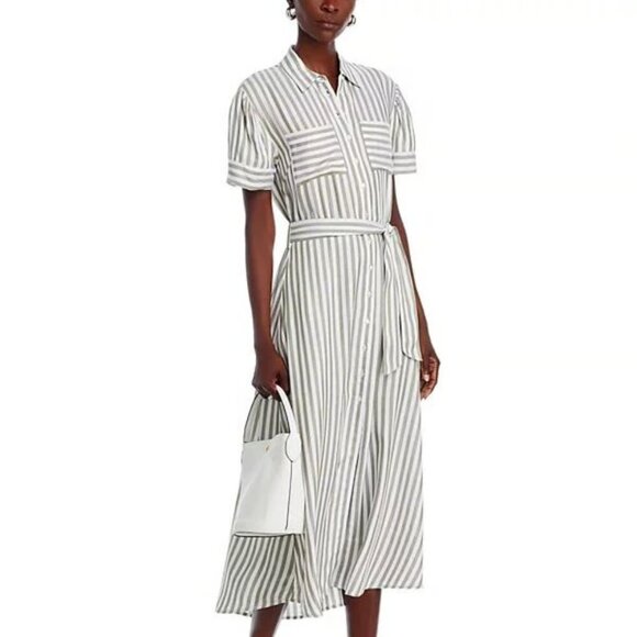 T Tahari Tie-Waist Fit & Flare Midi Shirtdress - Picture 6 of 6